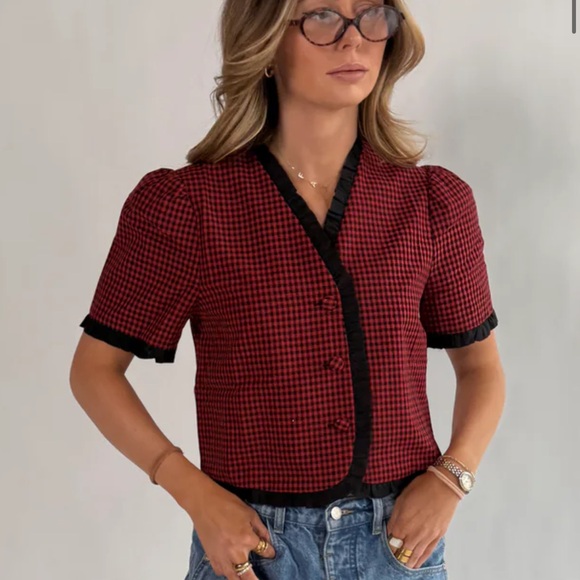 Olivaceous Tops - FAITH NAOMI SCARLETT CHECKERED TOP SMALL BRAND NEW SOLD OUT